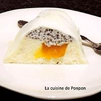 recette Blanc manger aux amandes avec des graines de chia au lait de coco et un insert à la mangue