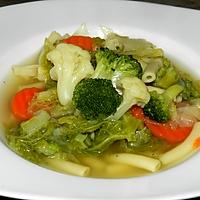 recette Un bouillon de légumes et de macaroni venant du frigo