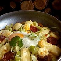 recette Rosti façile poireaux chorizo emmental et oeuf