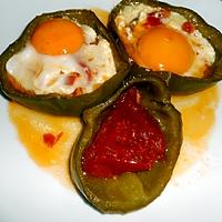 recette POIVRONS TOMATES POELES ET OEUF AU PLAT