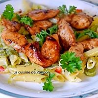 recette Poulet accompagné de poireaux au lait de coco et curry