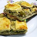 recette TARTE SALÉE AU POULET- PETITS POIS ET FROMAGE FRAIS / PÂTE AU LAIT CAILLÉ
