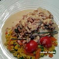 recette Dos de cabillaud sauce fromage et aux crevettes grises