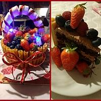 recette Le panier de fruits     ...Anniversaire         .....  à la ganache kinder maxi