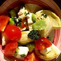 recette Salade d'artichauts, fèves, tomate mozzarella