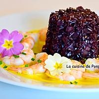 recette Riz noir aux crevettes, sauce au safran et curcuma