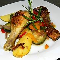 recette Pilons de poulet aux légumes colorés et au romarin