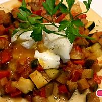 recette Foccacia, ratatouille et oeuf coulant