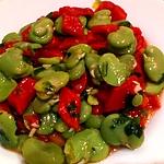 recette Salade de feves fraiches aux poivrons rouges