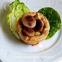 recette Feuilletés au boudin blanc truffé aux pommes et confit d'oignon au balsamique