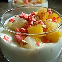 recette Fromage blanc à la cannelle et fruits mélangés.