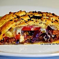 recette Feuilleté tressé oignon poivron et chorizo