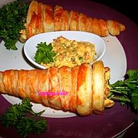 recette CORNETS FEUILLETÉS aux œufs mimosas au jambon