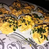recette Oeufs mimosa sauce cocktail et crevettes