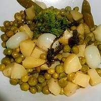 recette PETITS POIS FRAIS AUX PETITS OIGNONS NOUVEAUX