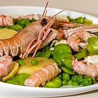 recette Salade de pommes de terre aux légumes et langoustines