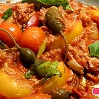 recette Pâtes au thon, tomates, câpres et basilic , un plat en 10min!!!!