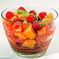 recette Verrine de tomate, melon et framboises