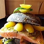 recette Burger saumon pesto et pain gris