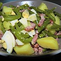 recette Salade de pomme de terre aux haricots princesse lardons et oeufs