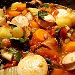 recette Mijoté de saucisses aux blettes, épinards et tomates