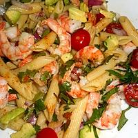 recette Salade de penne regate crevettes et avocat