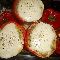 recette Poivrons farcis au porc et mozzarella