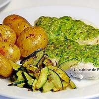 recette Filet de cabillaud au pesto de vert de courgette et pommes de terre grenaille