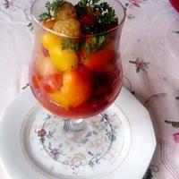 recette verrine tomate  melon  framboises  ;  du  blog   kilométre zéro