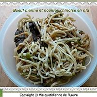 recette Bœuf mariné et nouilles chinoises en nid