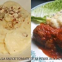 recette POLPETTE A LA SAUCE TOMATE ET SA PUREE AUX NOISETTES