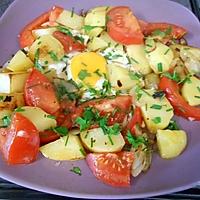 recette POELEE DE POMMES DE TERRE TOMATES OEUF AU PLAT