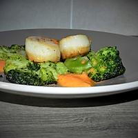 recette Noix de Saint-Jacques sur un nid de brocoli