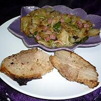 recette POELEE DE CHOU LARDONS/JAMBON