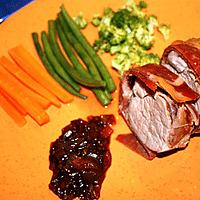 recette Filet mignon au Jambon de Parme et son confit d'oignons au vinaigre balsamique