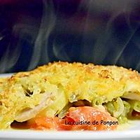 recette Gratin de pommes de terre, boudin blanc, tomates et haricots