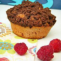 recette Muffins aux framboises crumbelisés au chocolat