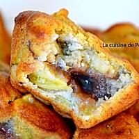 recette Muffin banane, pomme, poudre d'écorce de combava et son coeur marron