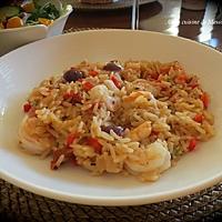 recette Paella aux crevettes à la grecque +