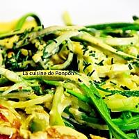 recette Tagliatelles de courgette et brochettes à la sauce moutarde, végétarien