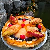 recette Tarte aux ailes d'anges de fruits au sirop ... mariant douceur au yaourt  et fromage blanc aux éclats de framboises