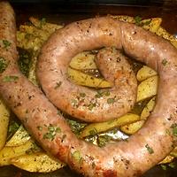 recette Brasse de saucisse de Toulouse et pommes de terre au four