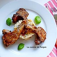 recette Côtes d'agneau cuites à basse température accompagnées d'un rizotto aux tomates séchées et olives noires