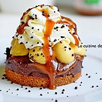 recette Une tour de douceurs: crème dulcey, crème caramel, fondant au chocolat, sans cuisson