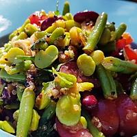 recette Salade de quinoa-feves-mozza-haricots rouges sauce tomate au vin blanc