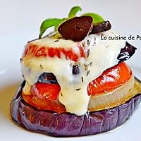 recette Petite tour de tomate, aubergine et oignon, végétarien