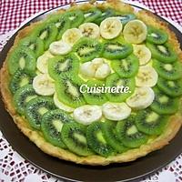 recette Tarte aux kiwis.bananes.sur une crème pâtissière.