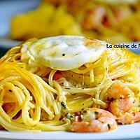 recette Cake de spaghetti aux crevettes roses et mozza