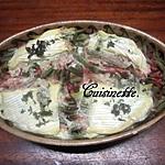 recette Haricots verts au jambon gratinés au camembert.