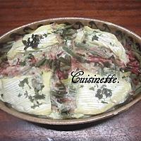 recette Haricots verts au jambon gratinés au camembert.
